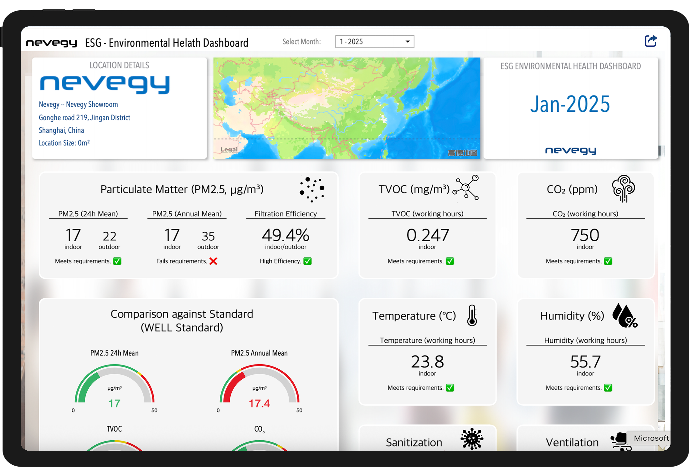 Sensor detail view with environmental history
